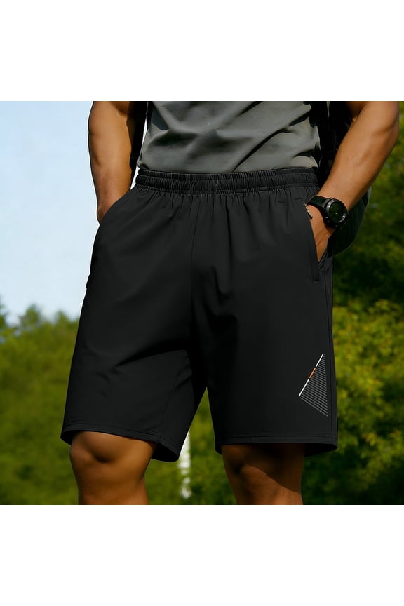 Mens Big & Tall Shorts Solid Color Breeches Summer Casual Fashion Sporty Elastic Waist Zippered Pocket Fitness Training Short Pants Plus Size