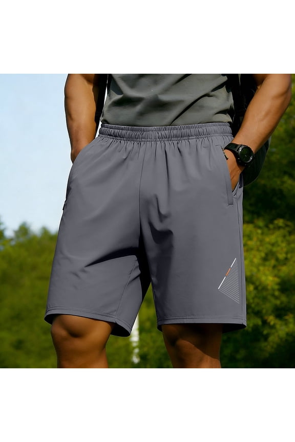 Mens Big & Tall Shorts Solid Color Breeches Summer Casual Fashion Sporty Elastic Waist Zippered Pocket Fitness Training Short Pants Plus Size
