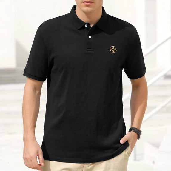DayScoop Mens Big & Tall T-Shirt Summer T Shirt Short Sleeve Solid Color Fashion Casual Collared Button Down Embroidered Loose Oversize Tops