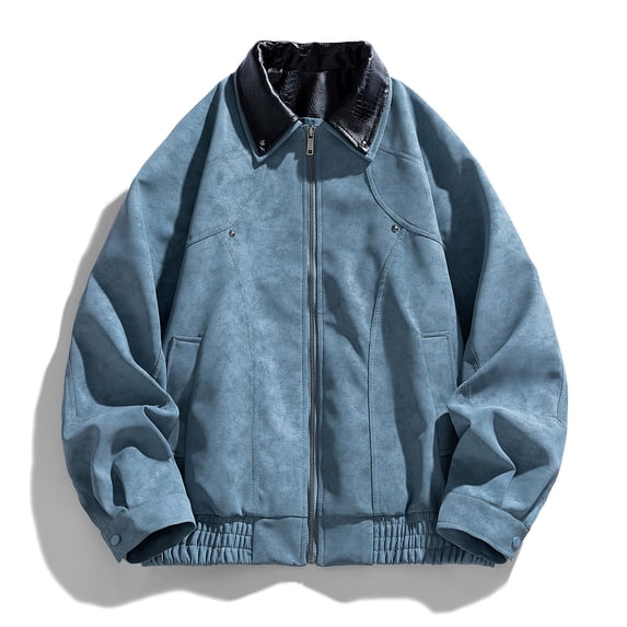 DayScoop Mens Casual Jackets Fall Outerwear Big & Tall Long Sleeve Winter Fashion Solid Turndown Collar Pullover Coat Outer Tops Plus Size