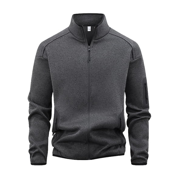 DayScoop Mens Casual Jackets Fall Outerwear Big & Tall Winter Fashion Solid Color Long Sleeve Stand Collar Zipper Pocket Outer Tops Plus Size
