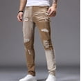 thumbnail image 1 of DayScoop Mens Casual Jeans Fashion Trousers Summer Multi Pocket Personalized Matching Ripped Color Slim Full Length Pants, 1 of 6