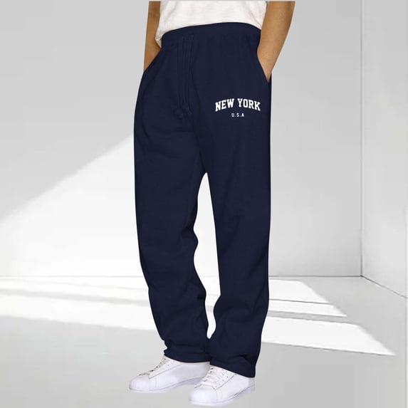 DayScoop Mens Casual Pants Fall Joggers Fashion Loose Breathable Solid Color Sports Pocket Full Length Sweatpants