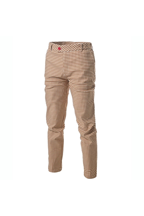 Mens Casual Pants Fashion Trousers Summer Color Blocked Checkered Breathable Loose Full Length Pants