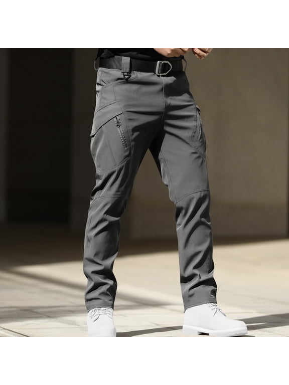 Mens Casual Pants Summer Bottoms Fashion Loose High Elasticity Waterproof Multi Pocket Work Trousers