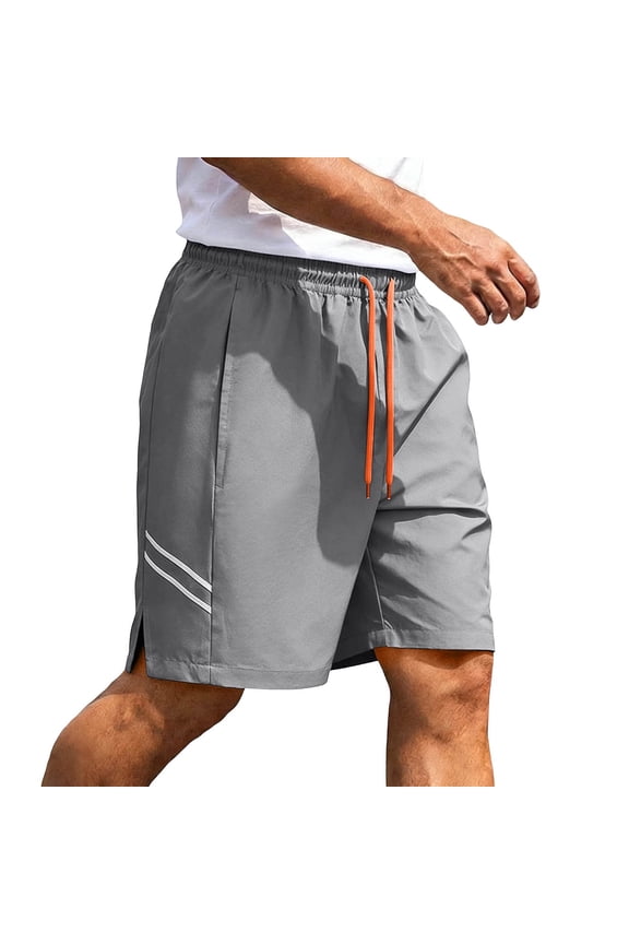 Mens Casual Shorts Fashion Breeches Sports Elastic Waist Drawstring Pocket Summer Solid Color Short Pants