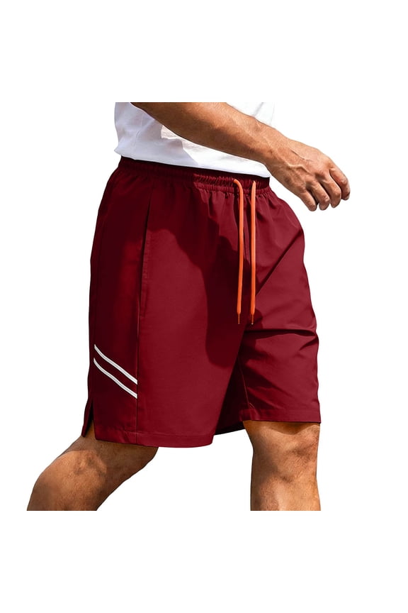 Mens Casual Shorts Fashion Breeches Sports Elastic Waist Drawstring Pocket Summer Solid Color Short Pants