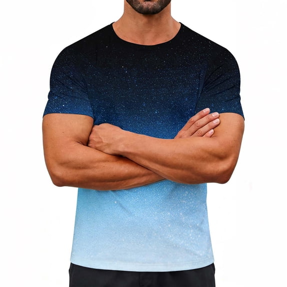 DayScoop Mens Casual T Shirt Fashion T Shirt Funny Summer Gradient Printed Round Neck Short Sleeved Sports Vintage Tops Tees