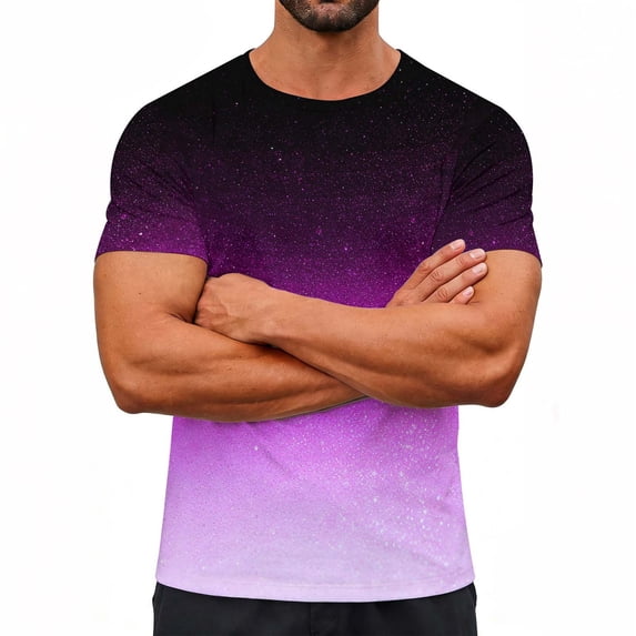 DayScoop Mens Casual T Shirt Fashion T Shirt Funny Summer Gradient Printed Round Neck Short Sleeved Sports Vintage Tops Tees