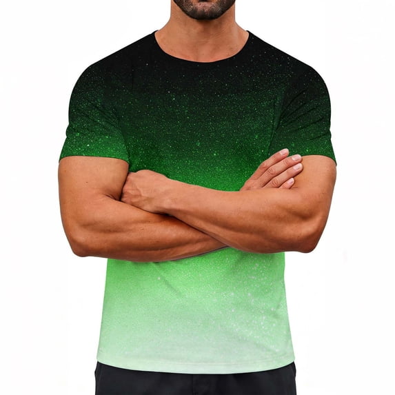 DayScoop Mens Casual T Shirt Fashion T Shirt Funny Summer Gradient Printed Round Neck Short Sleeved Sports Vintage Tops Tees