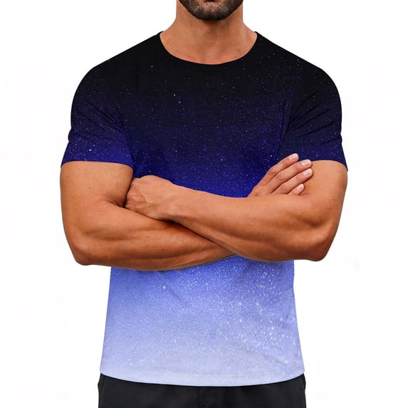 DayScoop Mens Casual T Shirt Fashion T Shirt Funny Summer Gradient Printed Round Neck Short Sleeved Sports Vintage Tops Tees