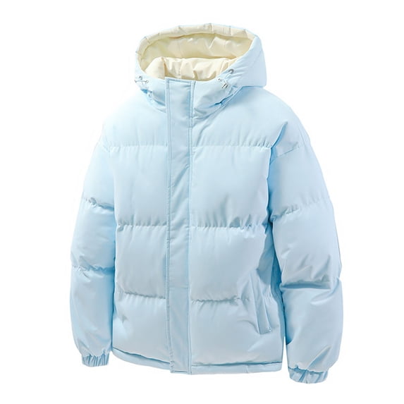 DayScoop Mens Fashion Jacket Long Sleeve Parkas Big & Tall Casual Solid Color Puffer Thick Warm Hooded Full Zip Tops Plus Size