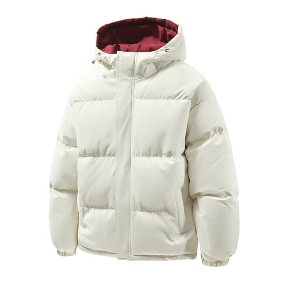 DayScoop Mens Fashion Jacket Long Sleeve Parkas Big & Tall Casual Solid Color Puffer Thick Warm Hooded Full Zip Tops Plus Size