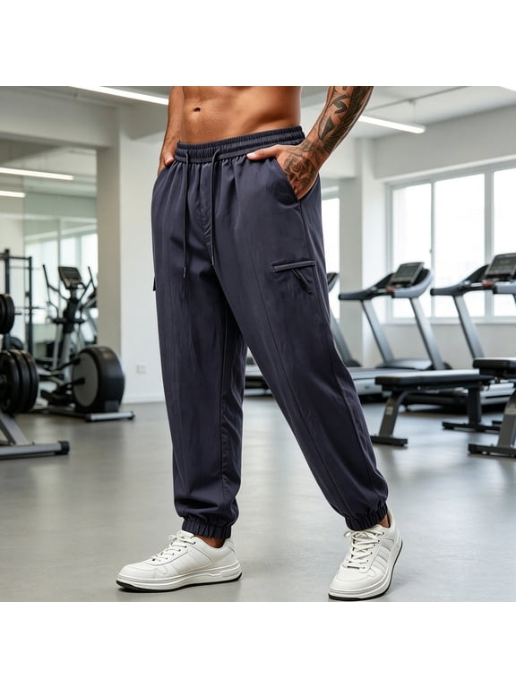 Mens Fashion Pants Summer Trousers Big & Tall Casual Loose Straight-Leg Full Breathable Length Pants Plus Size