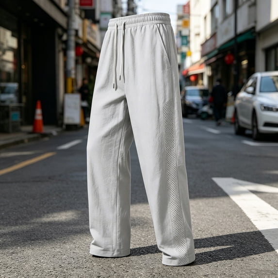 DayScoop Mens Fashion Pants Summer Trousers Solid Big & Tall Breathable Loose Mesh Fast Drying Cool All Match Full Length Pants