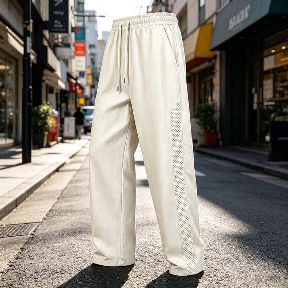 DayScoop Mens Fashion Pants Summer Trousers Solid Big & Tall Breathable Loose Mesh Fast Drying Cool All Match Full Length Pants