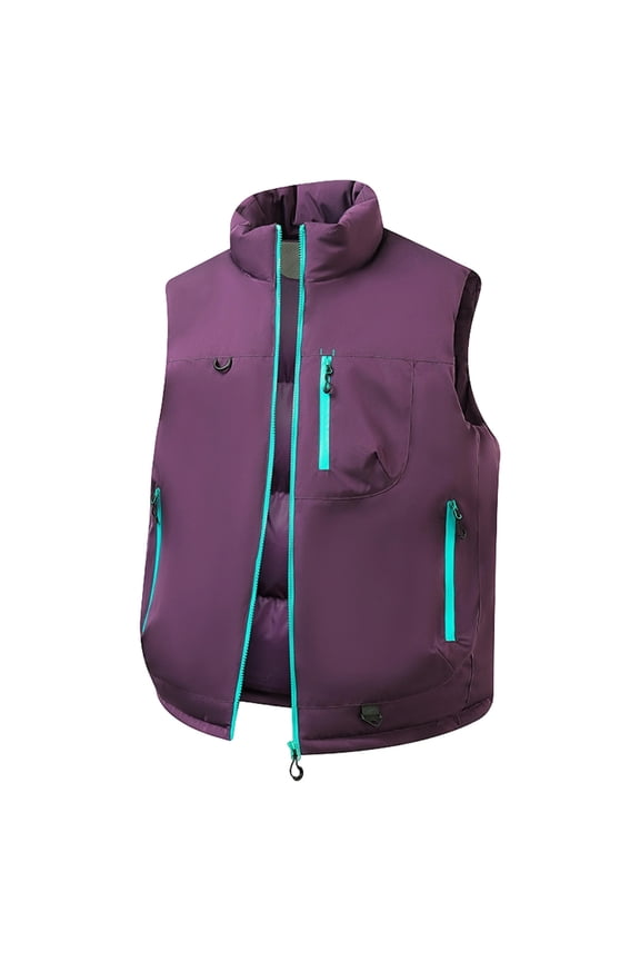 Mens Fashion Vest Casual Jacket Big & Tall Insulated Zippered Solid Color Sleeveless Open Front Coat Tops Plus Size