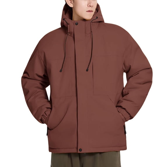 DayScoop Mens Jacket Fashion Coat Big & Tall Long Sleeve Warm Solid Color Casual Outdoor Climb Sport Run Zipper Loose Parkas Plus Size