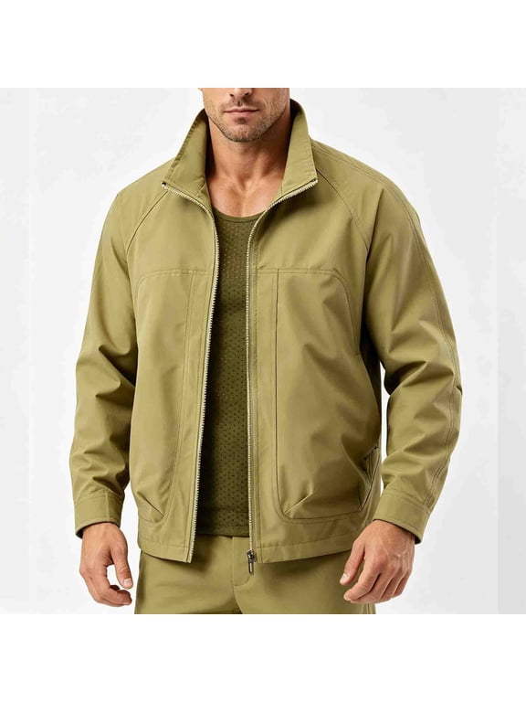 Mens Jackets Casual Outerwear Big & Tall Fall Long Sleeve Winter Thin Sports Multi-bag Loose Mountaineering Outdoor Hoodless Outer Tops Plus Size