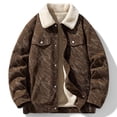 thumbnail image 1 of DayScoop Mens Jackets Casual Outerwear Big & Tall Winter Fashion Turn Down Collar Corduroy Pocket Thickened Coat Long Sleeve Hoodless Outer Tops Plus Size, 1 of 6