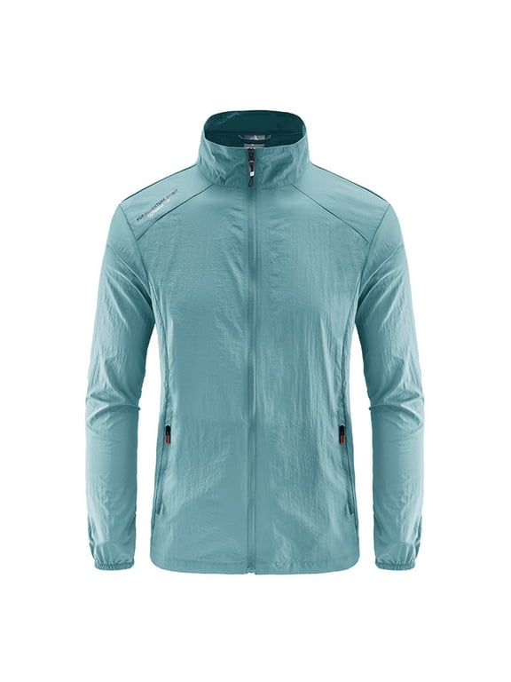Mens Jackets Fall Outerwear Big & Tall Long Sleeve Winter Fashion Casual Solid Sports Zipper Drying Sun-proof Outer Tops Plus Size