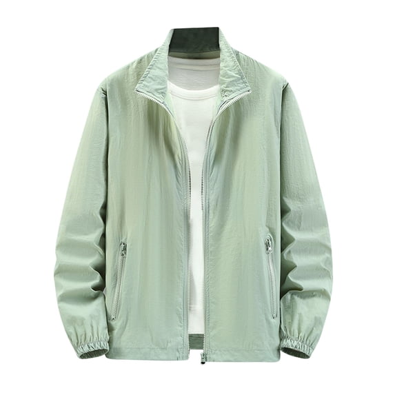 DayScoop Mens Jackets Solid Color Outerwear Big & Tall Casual Fashion Winter Lapel Long Sleeved Light Zipper Pocket Outer Tops Plus Size