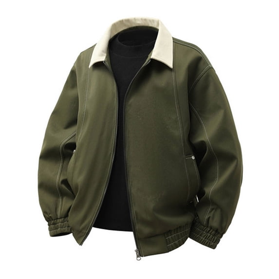 DayScoop Mens Jackets Winter Outerwear Big & Tall Solid Color Casual Long Sleeved Lapel Workwear Outer Tops Plus Size Coat