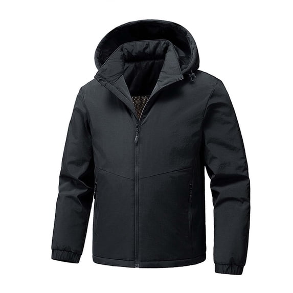 DayScoop Mens Long Sleeve Jacket Solid Color Parkas Big & Tall Fashion Casual Puffer Thick Warm Hooded Full Zip Tops Plus Size