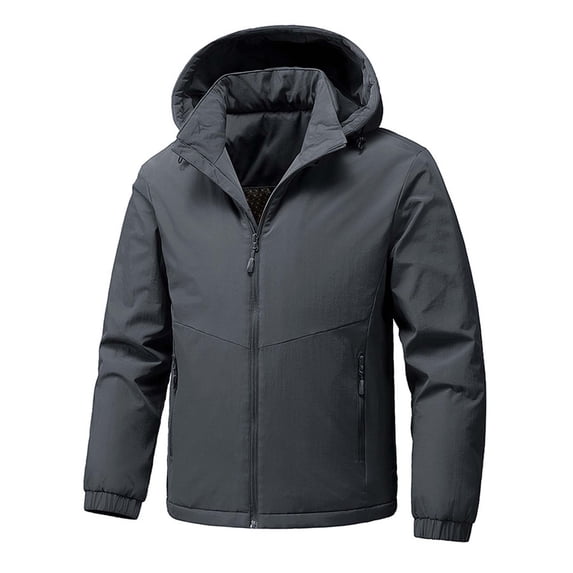 DayScoop Mens Long Sleeve Jacket Solid Color Parkas Big & Tall Fashion Casual Puffer Thick Warm Hooded Full Zip Tops Plus Size