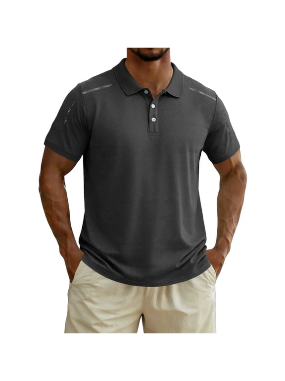 Mens Oversize T-Shirt Summer T Shirt Short Sleeve Solid Color Fashion Casual Turndown Collar Pullover Tops Plus Size