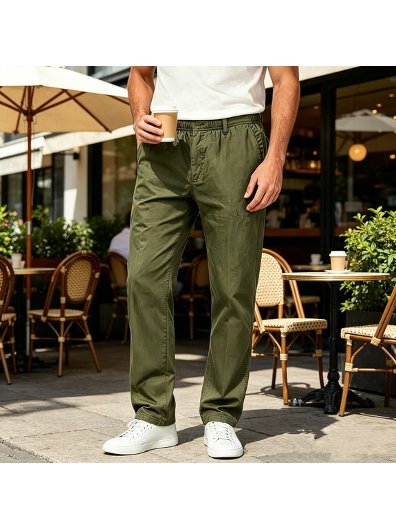 Mens Pants Summer Trousers Big & Tall Fashion Casual Thin Straight Loose Workwear Sports Long Full Length Pants Plus Size
