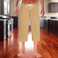 thumbnail image 1 of DayScoop Mens Pants Summer Trousers Fashion Casual Solid Color Home Sleepwear Thin Straight Leg Elastic Waist Drawstring Pocket Capri Pants, 1 of 6