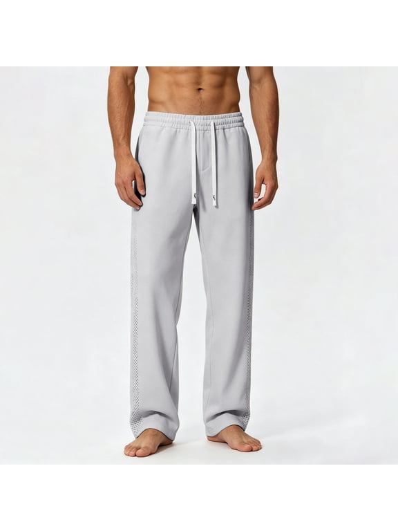 Mens Plus Size Pants Summer Trousers Fashion Casual Sagging Loose Straight Leg Wide Leg Cool Sports Full Length Pants