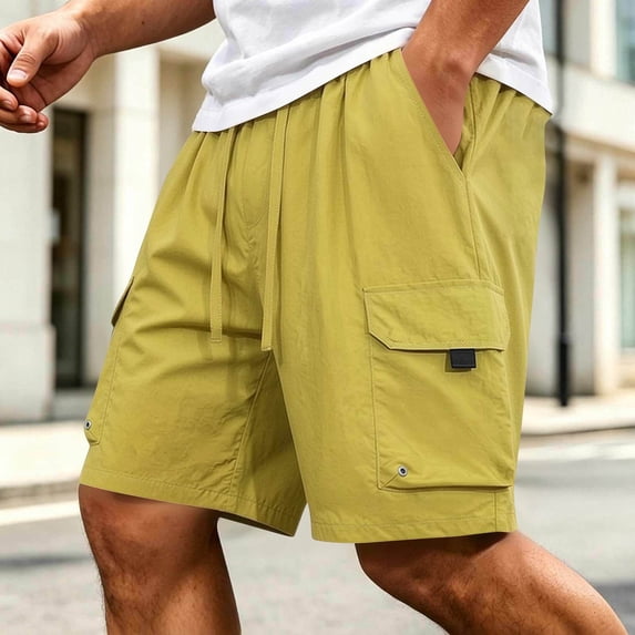 DayScoop Mens Plus Size Shorts Big Tall Bottoms Summer Casual Fashion Solid Color Multi Pocket Elastic Waist Oversize Loose Short Pants