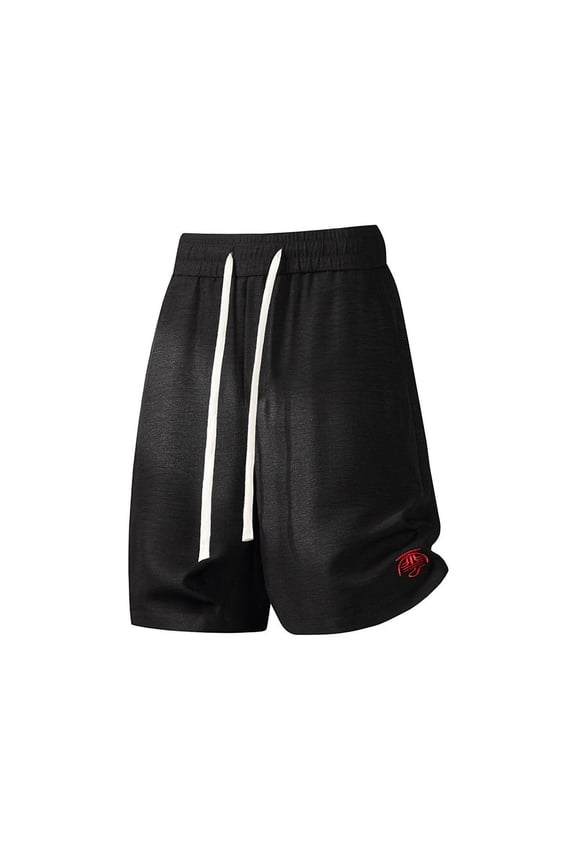 Mens Plus Size Shorts Fashion Breeches Summer Casual Quickdrying Five Quarter Embroidery Drawstring Breathable Versatile Short Pants