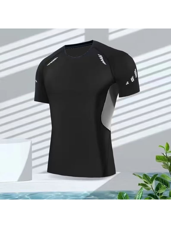 Mens Plus Size T-Shirt Casual T Shirt Summer Fashion Sport Tight High Elastic Round Neck Fitness Loose Oversize Tops Tees
