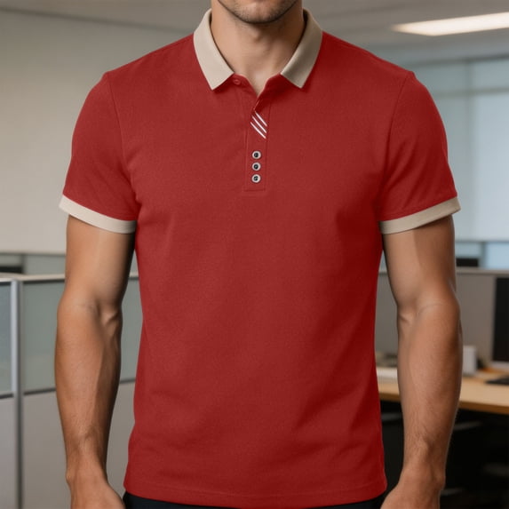 DayScoop Mens Plus Size T-Shirt Casual T Shirt Summer Short Sleeve Solid Color Fashion Breathable Turndown Collar Half Oversize Tops