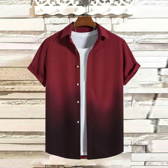 DayScoop Mens Shirt Plus Size Blouse Fashion Casual Gradient Color ...