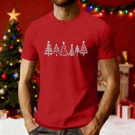 DayScoop Mens Short Sleeve T-Shirts Casual T Shirt Summer Christmas Print Sports Fashion Round Neck Top Shirts