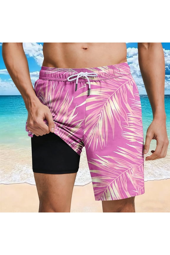 Mens Shorts Casual Breeches Fashion Summer Drawstring Pockets Beach Hawaiian Style Printed Inner Lining Short Pants
