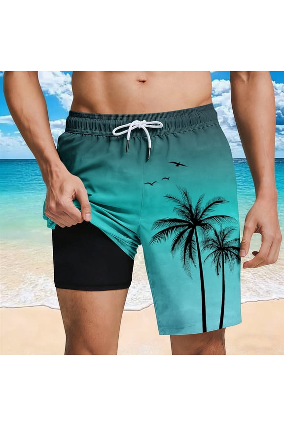Mens Shorts Casual Breeches Summer Fashion Beach Hawaiian Style Printed Drawstring Pockets Inner Lining Short Pants