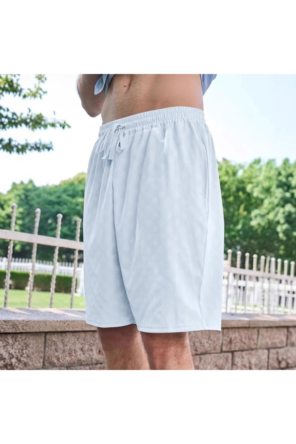 Mens Shorts Fashion Breeches Summer Solid Color Casual Lace-up Stretch Beach Outdoor Five Point Short Pants
