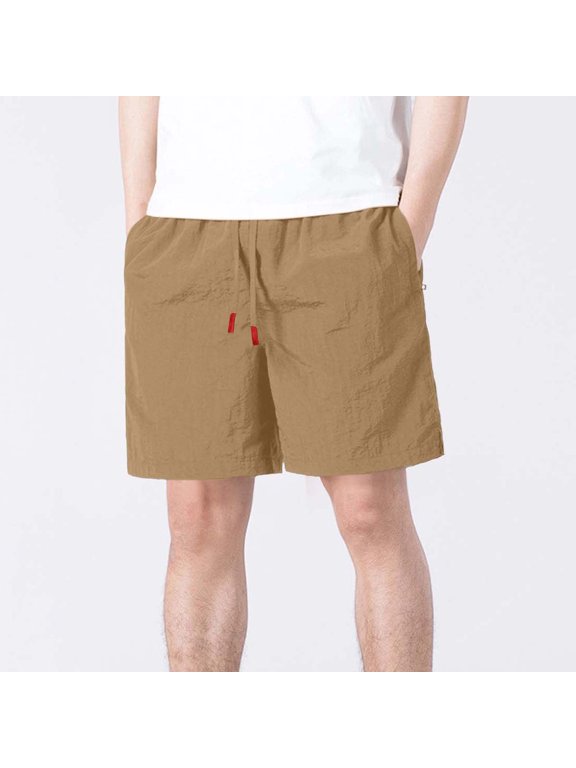 Mens Solid Color Shorts Summer Shorts Pocket Bage Elastic Waist Split Leg Casual Fashion Sport Short Pants