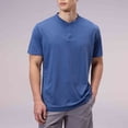 thumbnail image 1 of DayScoop Mens Solid Color T-Shirts Casual T-Shirt Outdoor Training Snap Buttons Style Short Sleeve Round-Neck Shirt Top, 1 of 6