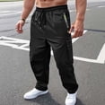 thumbnail image 1 of DayScoop Mens Summer Pants Solid Color Trousers Casual Fashion Sport Pocket Zipper Elastic Waist Cargo Full Length Pants, 1 of 6