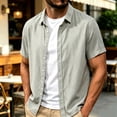 thumbnail image 1 of DayScoop Mens Summer Shirt Casual Blouse Fashion Linen Short Sleeve Loose Sport Breathable Outdoor Tops Tees, 1 of 6