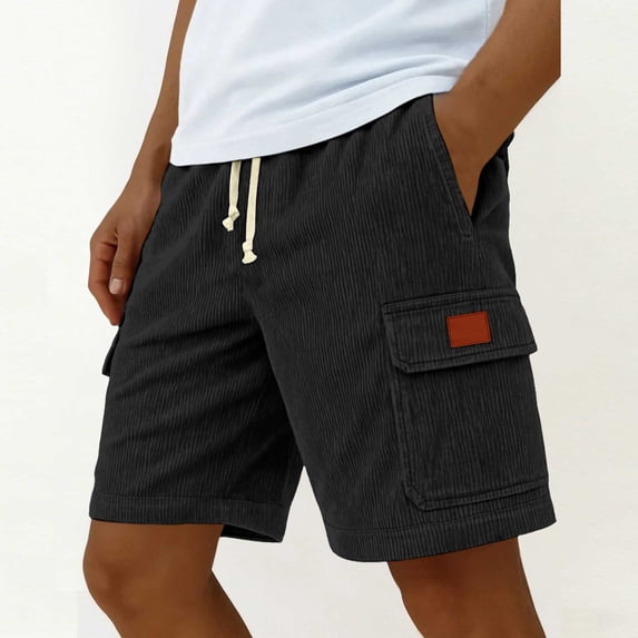 DayScoop Mens Summer Shorts Casual Bottoms Solid Color Pocket Bandage Elastic Waist Fashionable Cargo Loose Short Pants