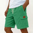 thumbnail image 1 of DayScoop Mens Summer Shorts Casual Bottoms Solid Color Pocket Bandage Elastic Waist Fashionable Cargo Loose Short Pants, 1 of 6