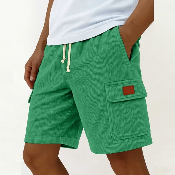 DayScoop Mens Summer Shorts Casual Bottoms Solid Color Pocket Bandage Elastic Waist Fashionable Cargo Loose Short Pants