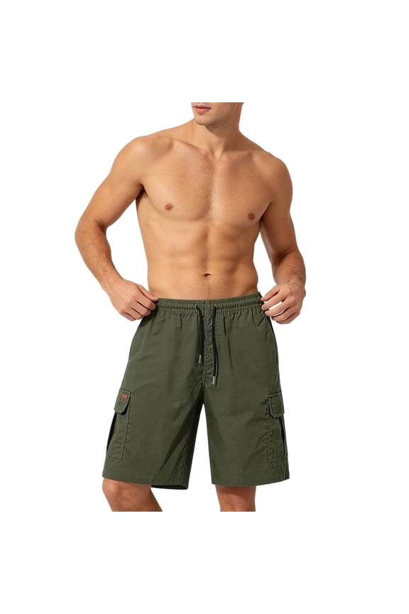 Mens Summer Shorts Casual Breeches Fashion Solid Color Loose Multi Pocket Straight-leg Outdoor Short Pants